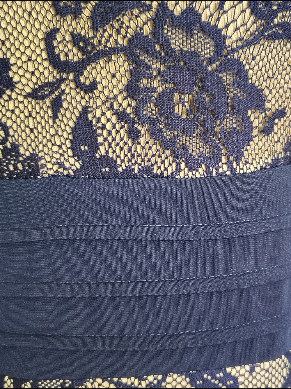 Candalite Petite Navy Blue Stretch Lace V-Neck Maxi Dress Size PM – Like New - Picture 8 of 13